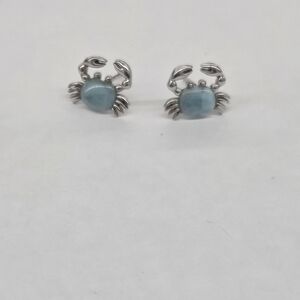 Silver and Blue Crab Earrings